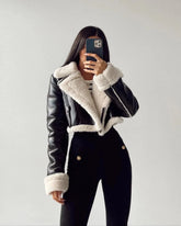 LUNA - Veste Rétro en Peau Lainée